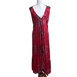 Toko‎ red tie dye maxidress/coverup, OS, NWT, beach, vacation, flowy, tropical